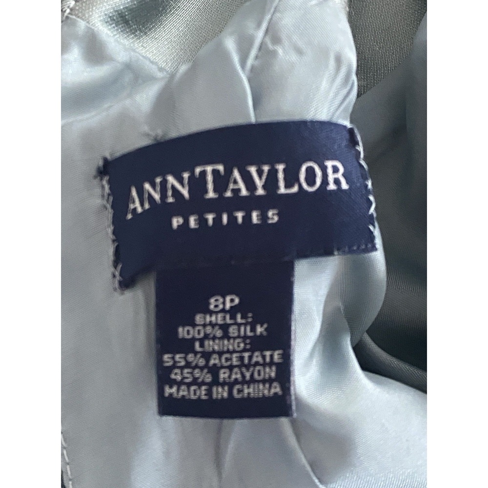 Ann Taylor Petites 100% Silk Slate Blue Sheath Dress 8P Wedding Guest Formal - Picture 4 of 4